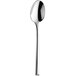 An Amefa Metropole demitasse spoon with a silver spoon and black handle.