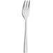 An Amefa stainless steel cake fork with a black handle on a white background.