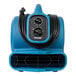 A close up of a blue XPOWER air blower with a black cord.