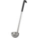 A silver Vollrath ladle with a black Kool-Touch handle.