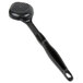 A black plastic Vollrath High Heat Perforated Oval Nylon Spoodle with a handle.