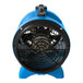 An XPOWER blue fan with black round blades.