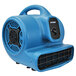 A blue XPOWER air mover with a black handle.