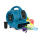 A blue XPOWER air blower with a black handle.