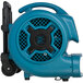 A blue XPOWER air blower with black handle and wheels.