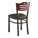 A Lancaster Table & Seating black bistro chair with a brown vinyl seat.