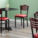 Lancaster Table & Seating Mahogany Finish Bistro Dining Chair with 1 1/2" Red Padded Seat Main Thumbnail 1