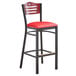 Lancaster Table & Seating Mahogany Finish Bar Height Bistro Chair with 2" Red Padded Seat Main Thumbnail 3