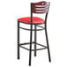 Lancaster Table & Seating Mahogany Finish Bar Height Bistro Chair with 2" Red Padded Seat Main Thumbnail 4