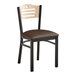 A Lancaster Table & Seating black bistro chair with a dark brown seat