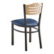 A Lancaster Table & Seating black bistro chair with navy seat.