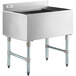 A Regency stainless steel underbar ice bin with bottle holders and a post-mix cold plate.