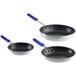 Choice 3-Piece Aluminum Non-Stick Fry Pan Set with Blue Silicone Handles - 8", 10", and 12" Frying Pans Main Thumbnail 3