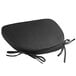 A black Lancaster Table & Seating chair cushion with ties and a black bow.