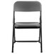 A National Public Seating black metal folding chair with a charcoal slate plastic seat.