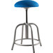 A blue National Public Seating adjustable stool with a metal base.
