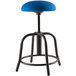 A cobalt blue National Public Seating adjustable stool with a black base.