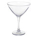 A Front of the House Drinkwise clear Tritan plastic martini glass with a stem.