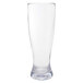 A clear Front of the House Tritan plastic pilsner glass with a clear bottom.