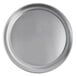 A silver round pan with a wide rim.