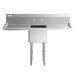 Regency 65" 16-Gauge Stainless Steel One Compartment Commercial Sink with Stainless Steel Legs, Cross Bracing, and 2 Drainboards - 17" x 23" x 12" Bowl Main Thumbnail 5