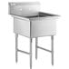 A Regency stainless steel one compartment sink with stainless steel legs and cross bracing.