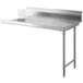 A stainless steel Regency dish table with a right drainboard.