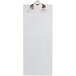 A Menu Solutions Alumitique aluminum clipboard with a white paper and a clip.