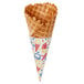 A Keebler Waffle Cone with ice cream inside and sprinkles on top.