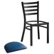 Lancaster Table & Seating Black Finish Ladder Back Chair with 2 1/2" Navy Vinyl Padded Seat Main Thumbnail 5