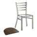 A Lancaster Table & Seating silver ladder back chair with a dark brown cushion
