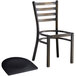 A Lancaster Table & Seating black metal ladder back chair with black wood seat.