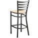 A Lancaster Table & Seating distressed copper finish ladder back bar stool with a natural wood seat.