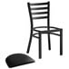 Lancaster Table & Seating Black Finish Metal Ladder Back Cafe Chair with Black Padded Seat Main Thumbnail 5