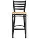 Lancaster Table & Seating Black Finish Ladder Back Bar Stool with Natural Wood Seat Main Thumbnail 6