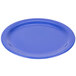 A Carlisle ocean blue melamine plate with a white background.