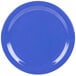 A blue Carlisle Dallas Ware melamine plate.
