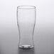 A Visions clear plastic pilsner glass on a white background.