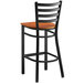 Lancaster Table & Seating Black Finish Ladder Back Bar Stool with Cherry Wood Seat Main Thumbnail 4