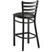 Lancaster Table & Seating Black Frame Ladder Back Bar Height Chair with Black Padded Seat Main Thumbnail 4
