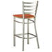 Lancaster Table & Seating Clear Coat Finish Ladder Back Bar Stool with Cherry Wood Seat Main Thumbnail 4