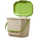 Toter 2602-SL-G100 Organics 2 Gallon Beige Rectangular Kitchen Composting Container with Lime Green Lid Main Thumbnail 2
