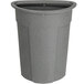A Toter grey plastic half round trash can with a lid.