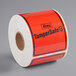 TamperSafe 2 1/2" x 6" Red Plastic Tamper-Evident Label - 250/Roll Main Thumbnail 3