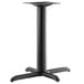 A Lancaster Table & Seating Excalibur black metal table base with a square top pedestal.