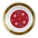 A white Thunder Group melamine soup plate with a red and gold Chinese design.