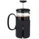 An OXO Clear Tritan French coffee maker with a black lid and handle.