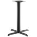 A black metal Lancaster Table & Seating table base with a square top and counter height column.