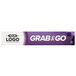 A purple and white rectangular sign panel with white text reading "grab and go"