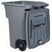 A Toter grey rectangular wheeled garbage can with a barrel lock lid.
